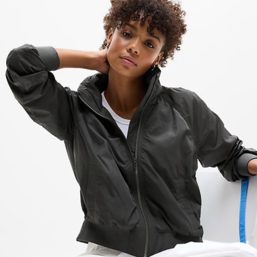 Athleta Women's Black Bomber Jacket NWOT - Picture 2 of 9
